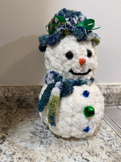 Snow Man with Camo Chunky Knit Hat