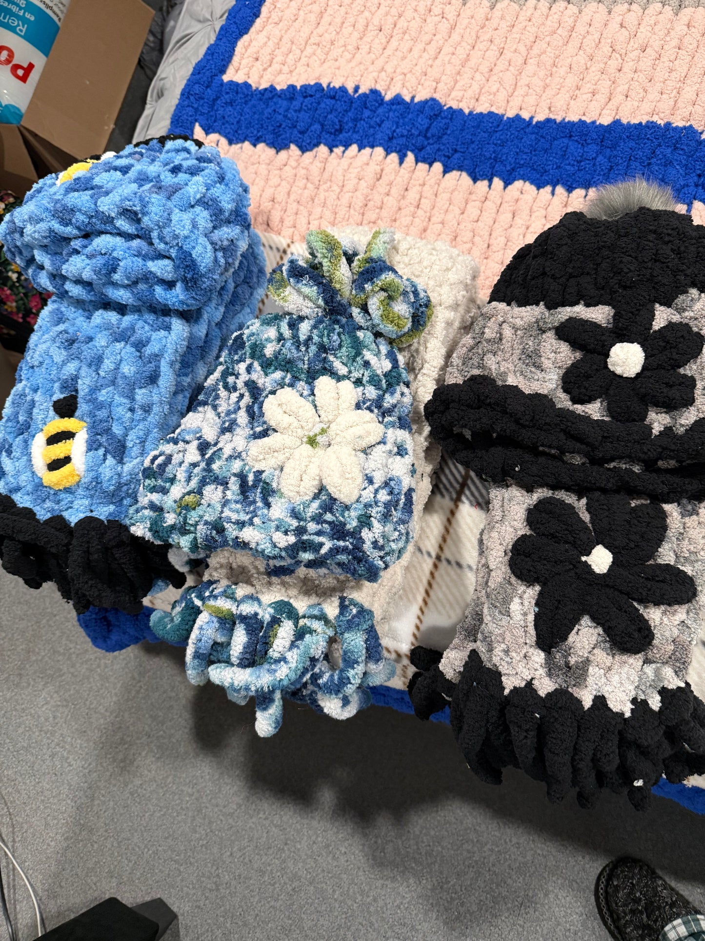 Black & Gray Scarf and Beanie